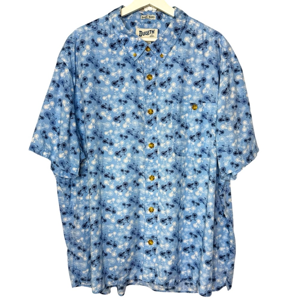 DULUTH Bicycle Print Relaxed Fit‎ Button Up Camp Shirt Size 2XL